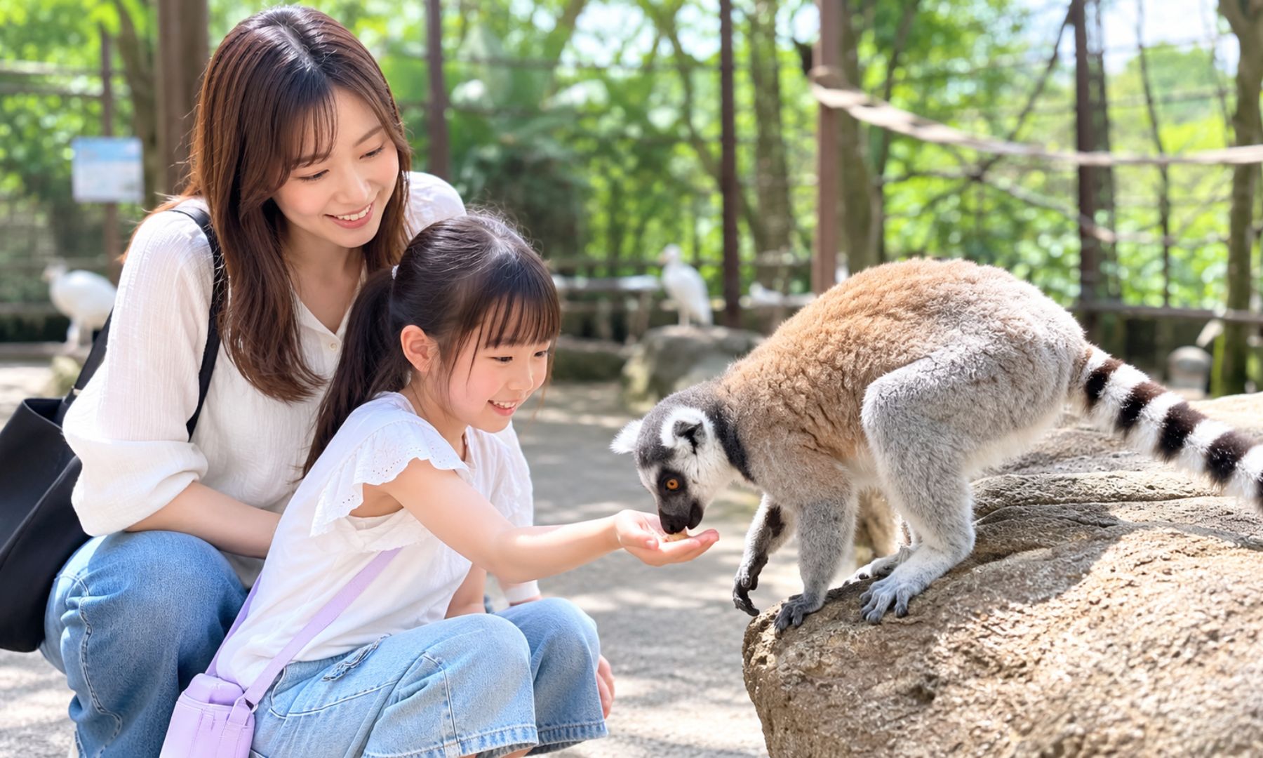 おすすめ体験① キツネザル への餌やり体験